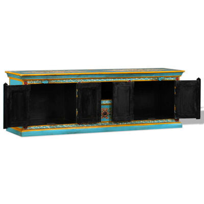 vidaXL TV Cabinet Solid Mango Wood Blue Hand Painted