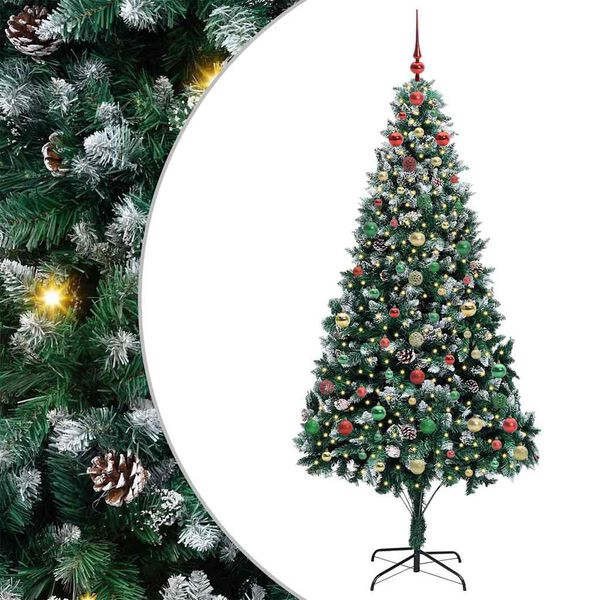 vidaXL Artificial Christmas Tree with 300 LEDs with Stand Green 240 cm