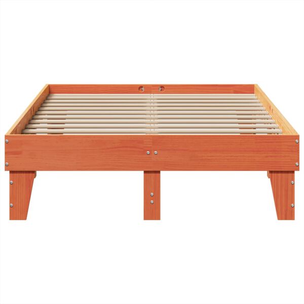 vidaXL Bed Frame without Mattress Wax Brown 135x190 cm Double Solid Wood Pine