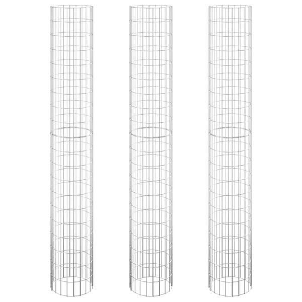 vidaXL Circular Gabion Raised Beds 3 pcs Galvanised Steel Ø30x200 cm
