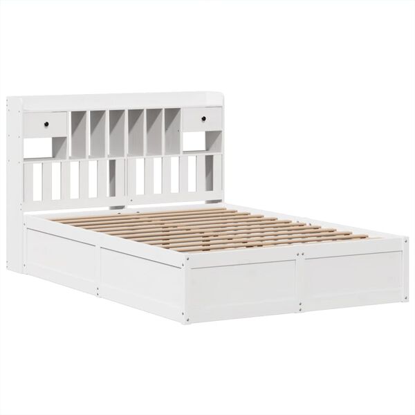 vidaXL Bed Frame without Mattress White 150x200 cm King Size Solid Wood Pine