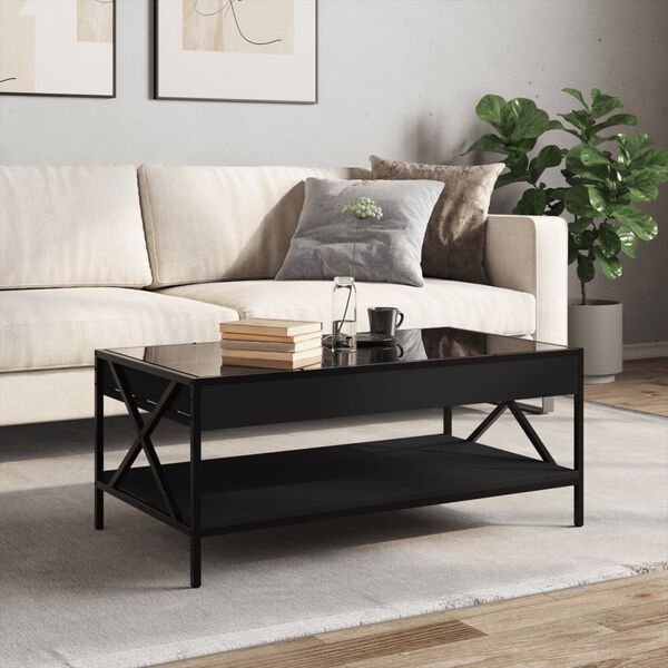 vidaXL Coffee Table with Infinity LED Black 90x50x38 cm