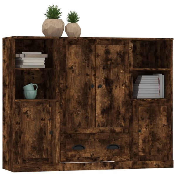 vidaXL Highboards 3 pcs Smoked Oak Engineered Wood
