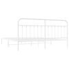 vidaXL Metal Bed Frame without Mattress with Headboard White 193x203cm