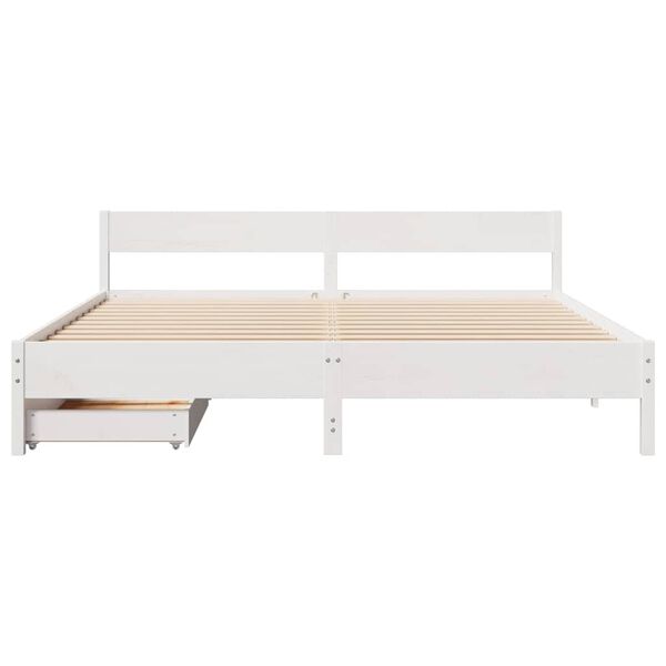 vidaXL Bed Frame without Mattress White 200x200 cm Solid Wood Pine