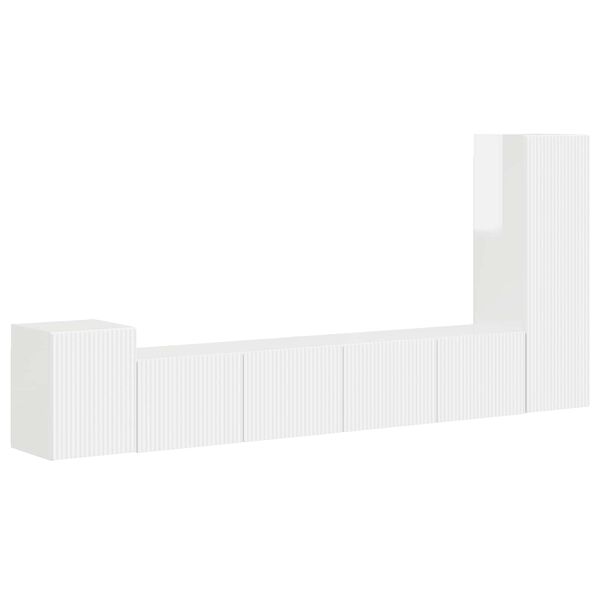 vidaXL TV Cabinet Set 3 pcs High Gloss White Engineered Wood