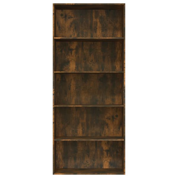 vidaXL 5-Tier Book Cabinet Smoked Oak 80x30x189 cm Engineered Wood