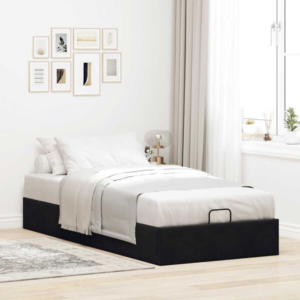 vidaXL Ottoman Bed Frame No Mattress Black Single Velvet