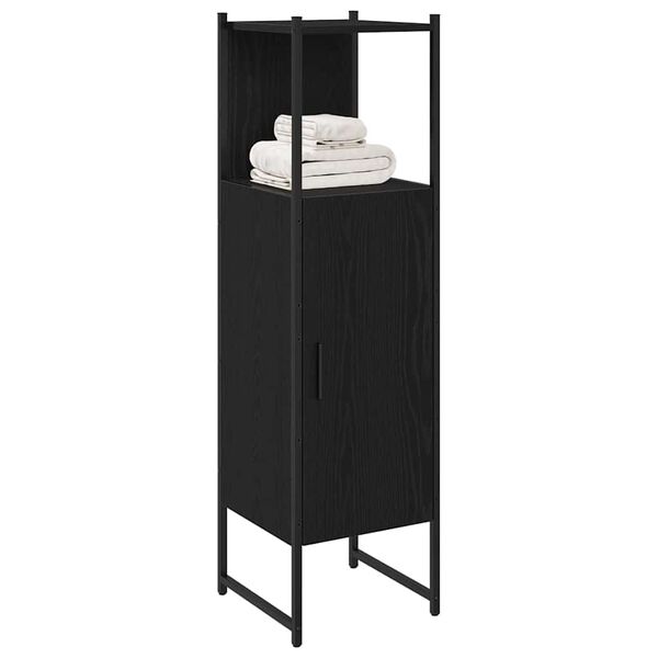 vidaXL Bathroom Furniture Set with Shelf Black Oak 33 x 33 x 120.5 cm