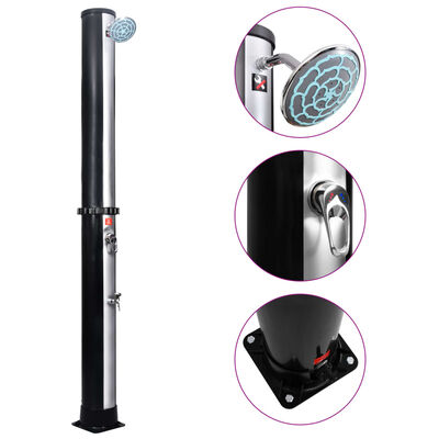 vidaXL Outdoor Solar Shower with Shower Head and Faucet 40 L