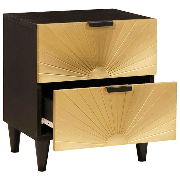vidaXL Bedside Cabinet with Drawer Black and Gold 40 x 33.5 x 46 cm