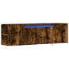 vidaXL TV Wall Cabinet with LED Lights Smoked Oak 135x31x39.5 cm