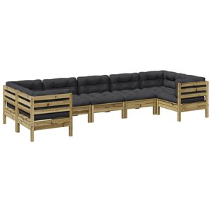 vidaXL 7 Piece Garden Sofa Set with Cushions Impregnated Wood&nbsp;Pine