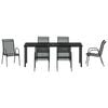vidaXL Garden Dining Set 7 pcs Black Powder-Coated Steel