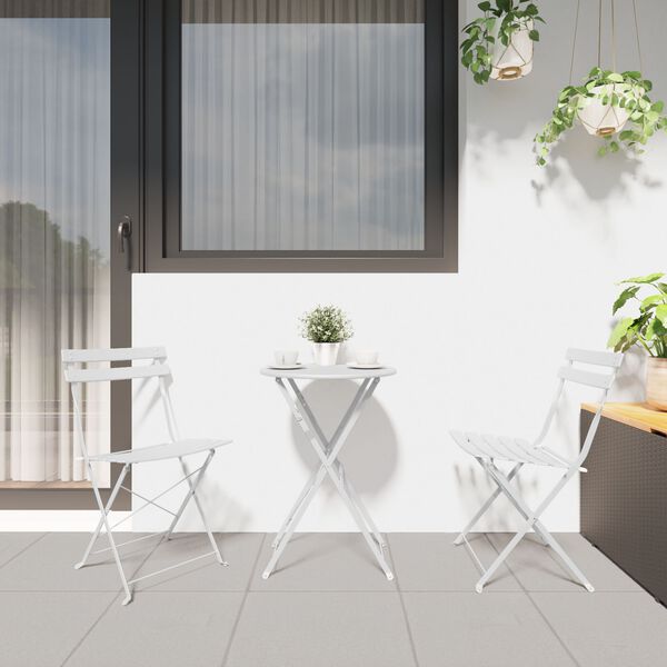vidaXL Garden Folding Chair Folding 2 pcs White 42 x 46 x 82cm Steel