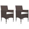 vidaXL 3 Piece Garden Dining Set with Cushions Brown