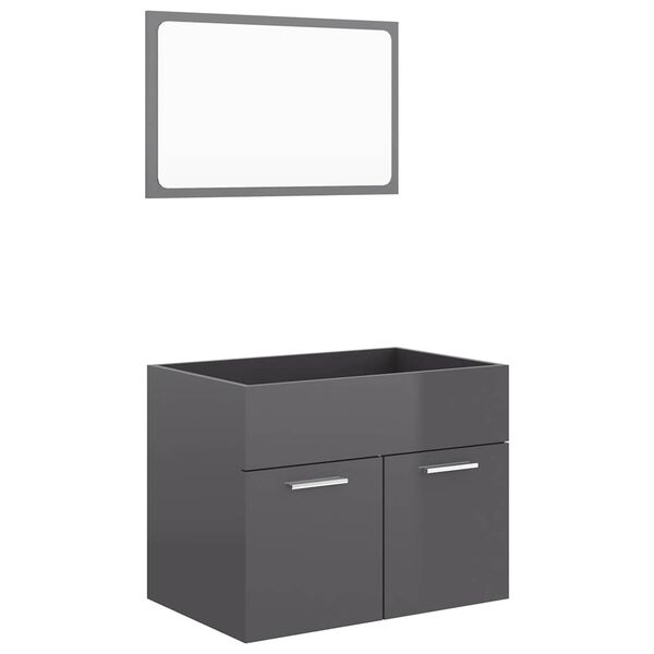 vidaXL 2 Piece Bathroom Furniture Set High Gloss Grey Engineered Wood