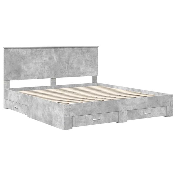 vidaXL Bed Frame Concrete Grey 180 x 200 cm Engineered Wood