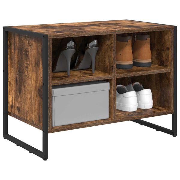 vidaXL Shoe Cabinet Smoke Oak 60 x 35 x 44 cm Engineered Wood