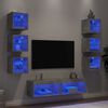 vidaXL 8 Piece TV Wall Units with LED Concrete Grey Engineered Wood