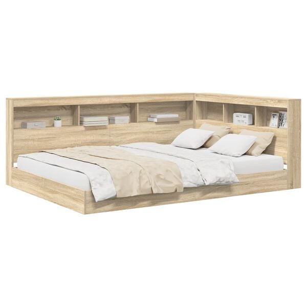 vidaXL Bookcase Bed Sonoma oak 160 x 200 cm Engineered wood