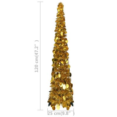 vidaXL Pop-up Artificial Christmas Tree Gold 120 cm PET