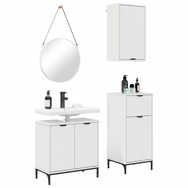 vidaXL Bathroom Furniture Set 3 pcs High gloss white Engineered wood