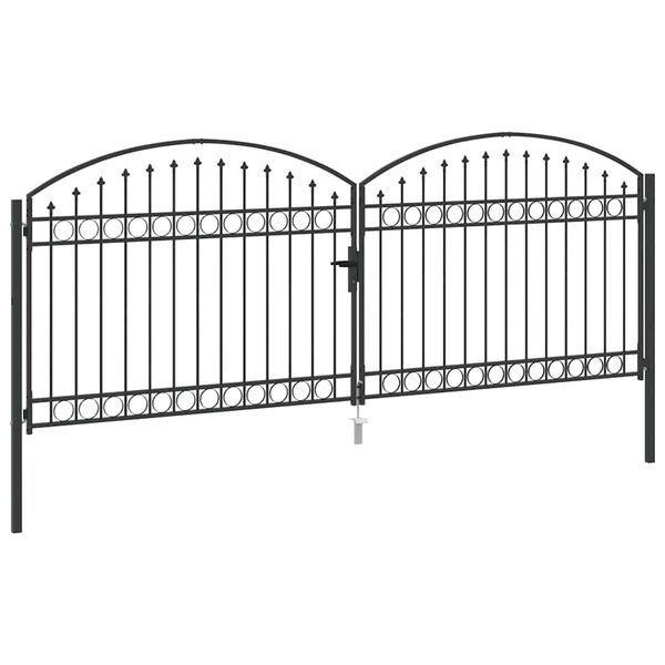 vidaXL Fence Gate with Lock Grey 401 x 200 cm Steel