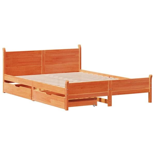 vidaXL Bed Frame without Mattress Wax Brown 140x200 cm Solid Wood Pine