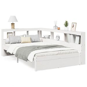 vidaXL Bookcase Bed without Mattress White 120x200 cm Solid Wood Pine