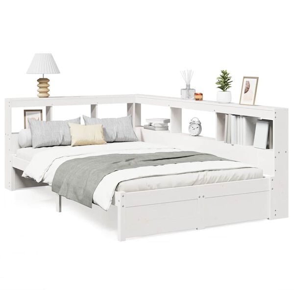 vidaXL Bookcase Bed without Mattress White 120x200 cm Solid Wood Pine