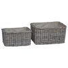 vidaXL Firewood Basket 2 pcs Grey Lacak Rattan