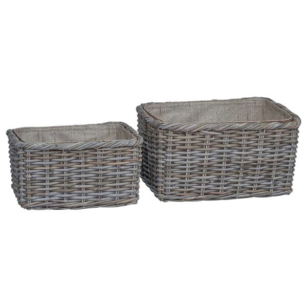 vidaXL Firewood Basket 2 pcs Grey Lacak Rattan