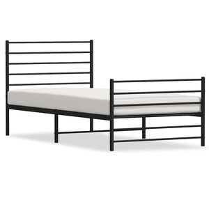 vidaXL Metal Bed Frame without Mattress with Footboard Black 100x190cm