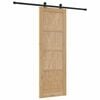 vidaXL Sliding Door Natural and Black 73.5 x 211 cm Solid Pine Wood