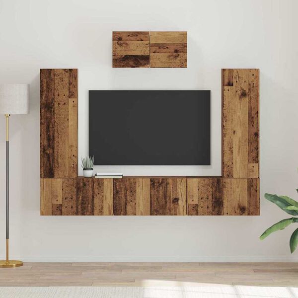 vidaXL TV Cabinet Set Wall-mounted 7 pcs Old Wood Engineered Wood