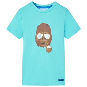 vidaXL Kids' T-shirt with Short Sleeves Aqua 140