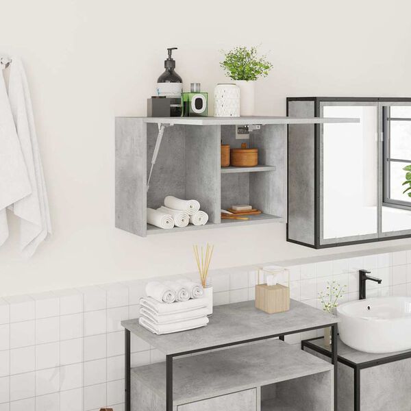vidaXL Bathroom Wall Cabinet Concrete Grey 60x25x40 cm Engineered Wood