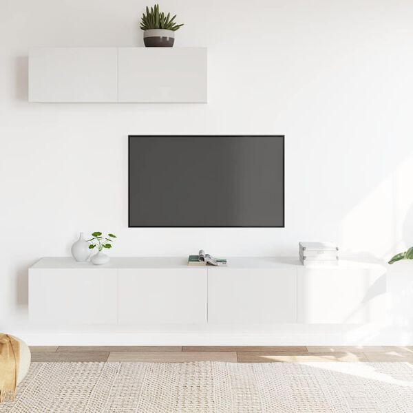 vidaXL 3 Piece TV Cabinet Set White Engineered Wood