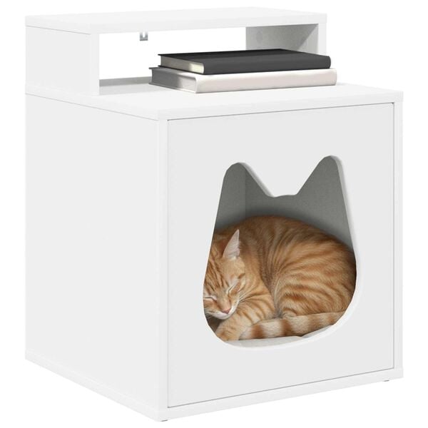 vidaXL Cat House White 42.5 x 40 x 53.5 cm Engineered Wood