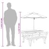 vidaXL Picnic Table for 4 Kids with Umbrella Solid Wood Fir