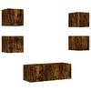 vidaXL 6 Piece TV Wall Units with LED Smoked Oak Engineered Wood