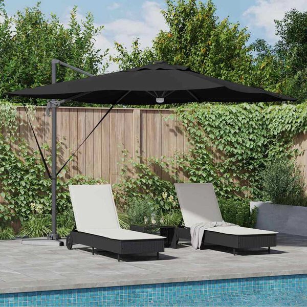 vidaXL Roma Parasol Black 286 x 285 x 270 cm Aluminium and Polyester