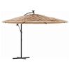 vidaXL Garden Parasol with with LEDs and Steel Pole Brown 290x290x238 cm