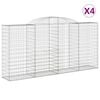 vidaXL Arched Gabion Baskets 4 pcs 300x50x140/160 cm Galvanised Iron