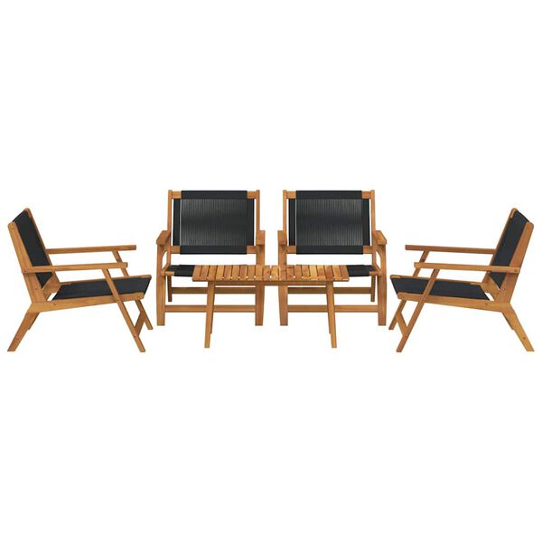 vidaXL Garden Chairs with Table 5 pcs Black Solid Acacia wood