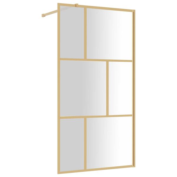 vidaXL Walk-in Shower Wall with Clear ESG Glass Gold 100x195 cm
