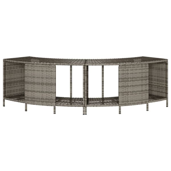 vidaXL Storage Shelves for Hot Tub 2 pcs Grey Poly Rattan