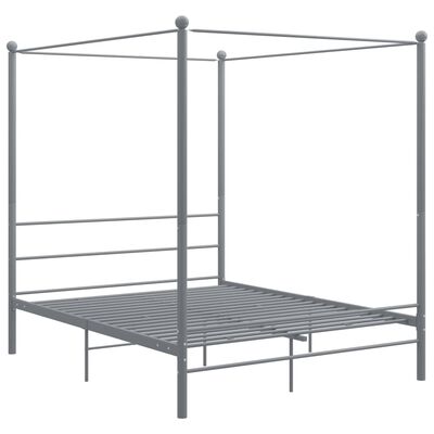 vidaXL Canopy Bed Frame Grey Metal 160x200 cm