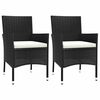 vidaXL Garden Chairs with Cushions 2 pcs Black Poly Rattan